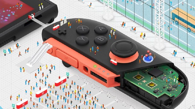 Nintendo Switch 2 World Tour featuring a Joy-Con controller that's been opened up