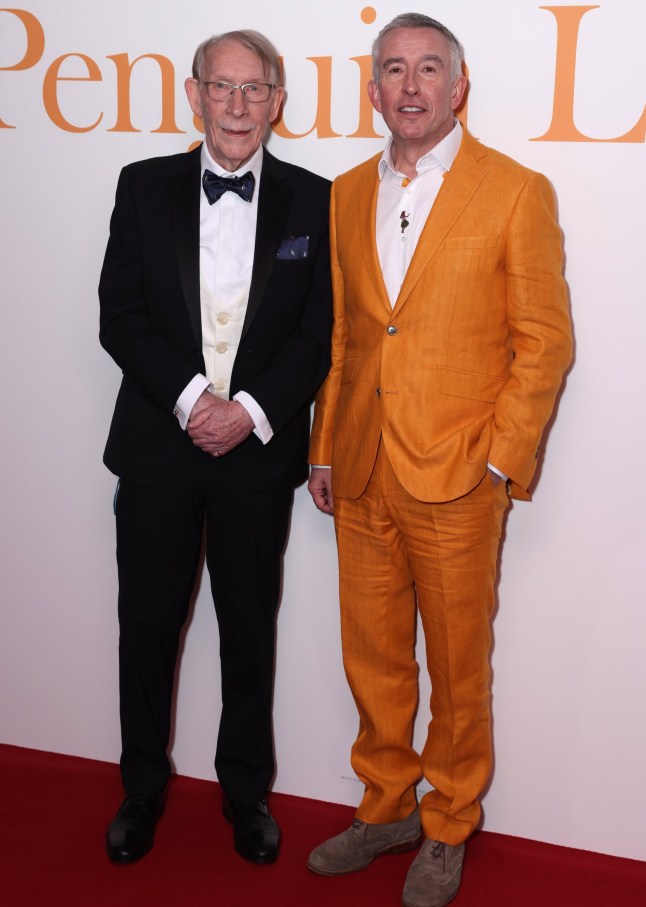LONDON, ENGLAND - APRIL 03: Tom Michell and Steve Coogan attend "The Penguin Lessons" UK Premiere at The Curzon Mayfair on April 03, 2025 in London, England. (Photo by Neil Mockford/WireImage)