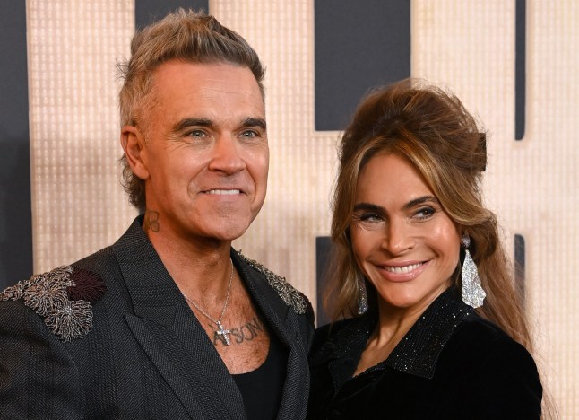 Mandatory Credit: Photo by David Fisher/REX/Shutterstock (14945436es) Robbie Williams and Ayda Field 'Better Man' film premiere, London, UK - 27 Nov 2024