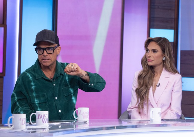 Editorial use only Mandatory Credit: Photo by Ken McKay/ITV/REX/Shutterstock (14535857bv) Robbie Williams and Ayda Field Williams 'Loose Women' TV show, London, UK - 12 Jun 2024