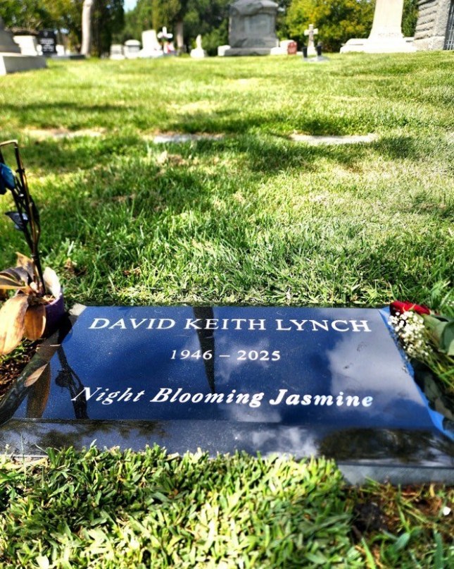 David Lynch's gravestone with three-word epitaph revealed ref: https://www.instagram.com/p/DIJL_6cgEOO/