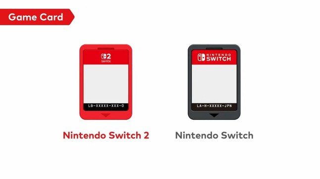Nintendo Switch 2 and 1 cartridges