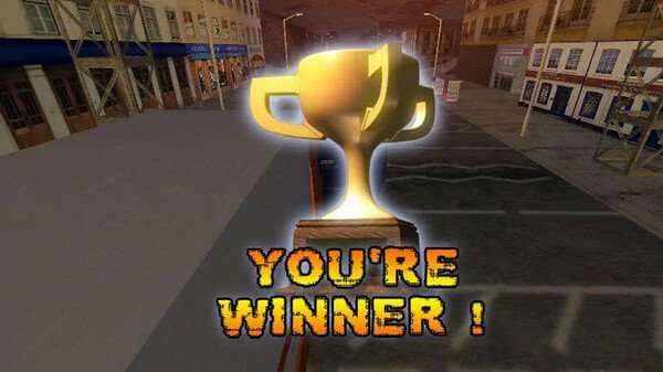 A gold trophy graphic from Big Rigs with the phrase You're Winner underneath