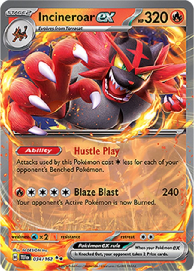 A Pokemon trading card depicting Incineroar