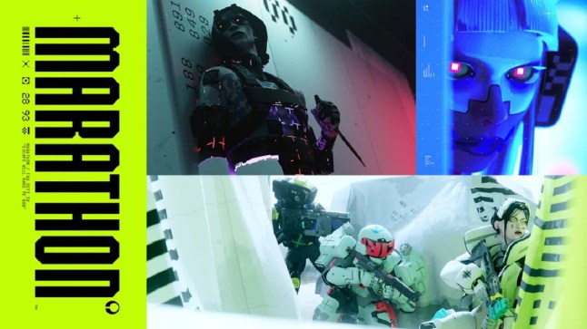 Key visual for Marathon featuring multiple sci-fi characters