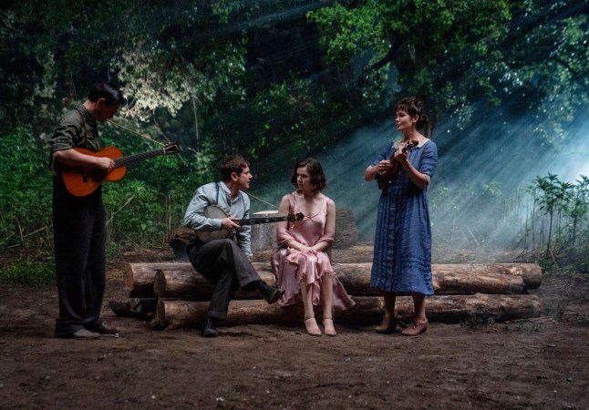 This image released by Warner Bros Pictures shows Peter Dreimanis, from left, Jack O'Connell, Hailee Steinfeld and Lola Kirk in a scene from "Sinners." (Warner Bros. Pictures via AP)