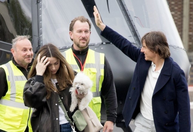 Tom Cruise and Ana de Armas along with her dogs, arrived at the London heliport