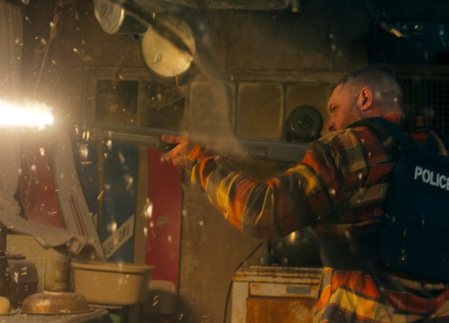 This image released by Netflix shows Tom Hardy in a scene from "Havoc." (Netflix via AP)