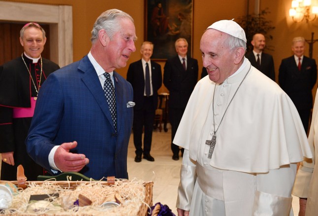 File photo dated 04/04/17 of the then Prince of Wales (now King Charles III) with Pope Francis during an audience at the Vatican. Issue date: Monday April 21, 2025. PA Photo. See PA story DEATH Pope. Photo credit should read: Tim Rooke/PA Wire