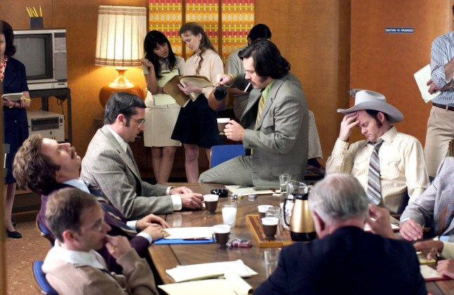 Editorial use only. No book cover usage. Mandatory Credit: Photo by Dreamworks/Everett/REX/Shutterstock (460304b) 'ANCHORMAN,THE LEGEND OF RON BURGUNDY' - Will Ferrell, Steve Carell, Paul Rudd and David Koechner 'Anchorman,The Legend Of Ron Burgundy' Film - 2004