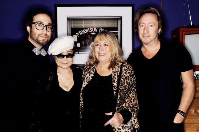 Sean Lennon, Yoko Ono, Cynthia Lennon and Julian Lennon attends the "Timeless" photography exhibition opening party at the Morrison Hotel Gallery on September 16, 2010 in New York City.
