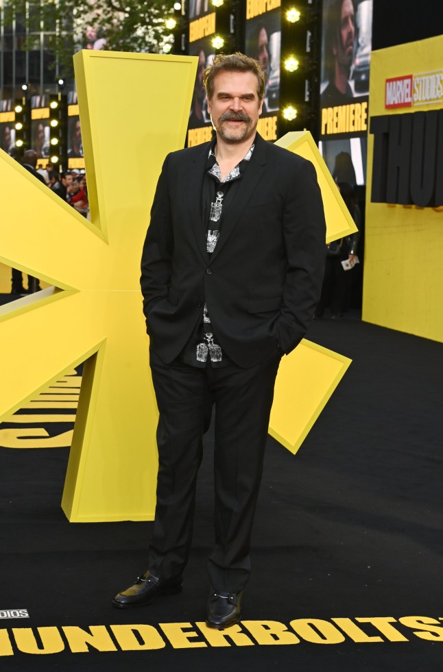 LONDON, ENGLAND - APRIL 22: David Harbour attends the European Premiere of "Thunderbolts*" at Cineworld Leicester Square on April 22, 2025 in London, England. (Photo by Dave Benett/WireImage)