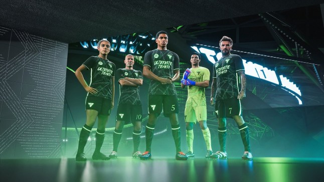 EA Sports FC 25 footballers in green standing together