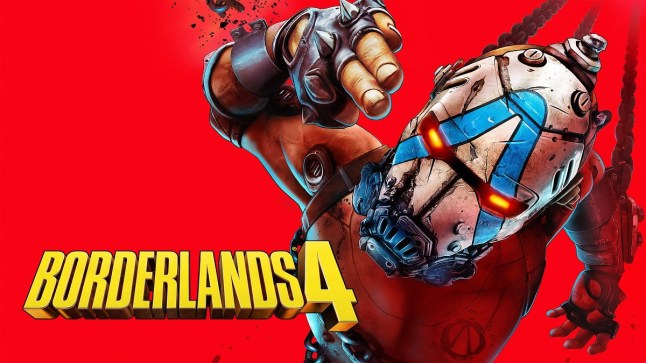 Borderlands 4 key art featuring a masked character in chains pointing his fingers in the shape of a gun.