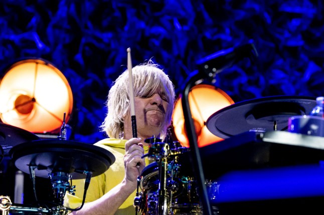 English drummer Zak Starkey of English rock band The Who performs on stage at the Paris La Defense Arena in Nanterre, western Paris, on June 23, 2023. (Photo by Anna KURTH / AFP) (Photo by ANNA KURTH/AFP via Getty Images)