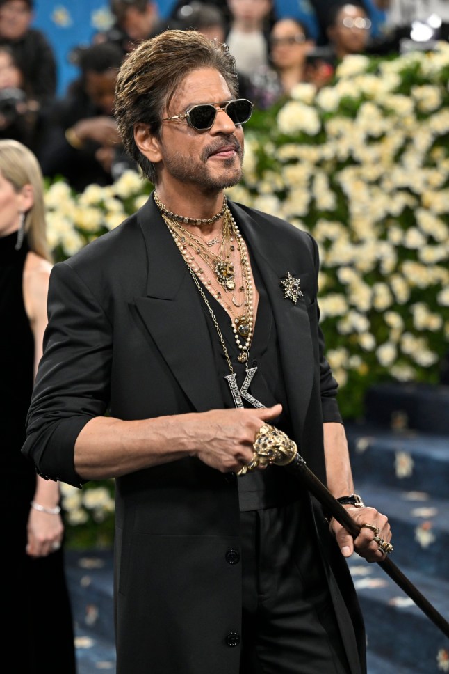Shah Rukh Khan attends The Metropolitan Museum of Art's Costume Institute benefit gala celebrating the opening of the "Superfine: Tailoring Black Style" exhibition on Monday, May 5, 2025, in New York. (Photo by Evan Agostini/Invision/AP)