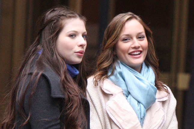 Mandatory Credit: Photo by A J Sokalner/REX/Shutterstock (865522h) Michelle Trachtenberg and Leighton Meester 'Gossip Girl' TV Programme Set, New York, America - 10 Mar 2009