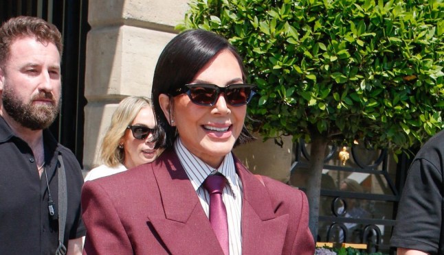 Kris Jenner leaving their hotel in Paris