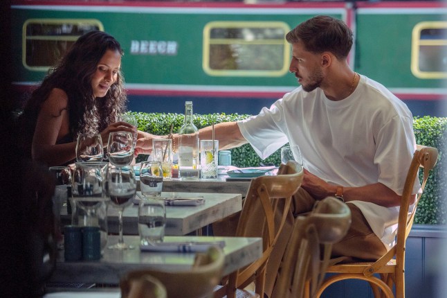 ***EXCLUSIVE ALL ROUND PICTURES*** *****PICTURES EMBARGOED UNTIL 1PM 15h MAY 2025****** Maya Jama & Ruben Dias are seen for the first time in a public display of affection as the dine for a sunny lunch at the Canal Riverside eatery ???The Summerhouse??? Maya & her NEW heartthrob couldn???t keep their hands to theirselves over some food and Ice cream as they flirted for hours at the West London Restaurant. Dressed in a dark revealing dress and flip flop high heels, Maya flaunted her assets and left little to the imagination on her lunch date with the Manchester City Footballer. The couple have tried for months to keep their blossoming romance away for prying eyes but these images show that Maya could have found her love match. Pictured - Maya Jama & Ruben Dias ***EXCLUSIVE ALL ROUND PICTURES**** ***PLEASE CALL/EMAIL FOR ONLINE & PRINT USAGE AND FEES***